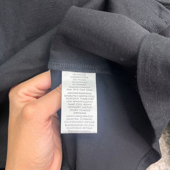 Eileen Fisher Jacket Women’s M Black Washable Stretch Crepe 3/4 Sleeve Full Zip - Picture 6 of 7